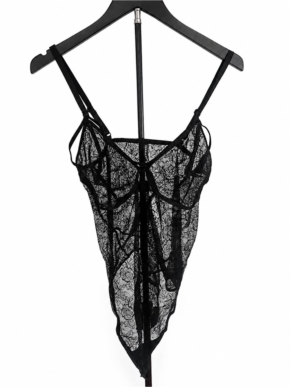 Black Lace Sheer Bodysuit - Women Intimates